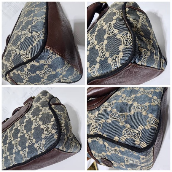 Authentic Céline Vintage Macadam Denim Boogie Handbag Blue/Brown - Picture 5 of 13